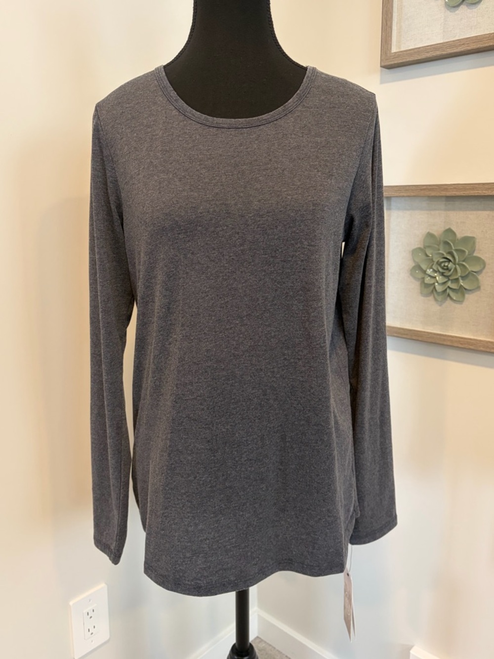 Sage Collective Grey Long-Sleeve Tee With Back Cut-Outs NWT!